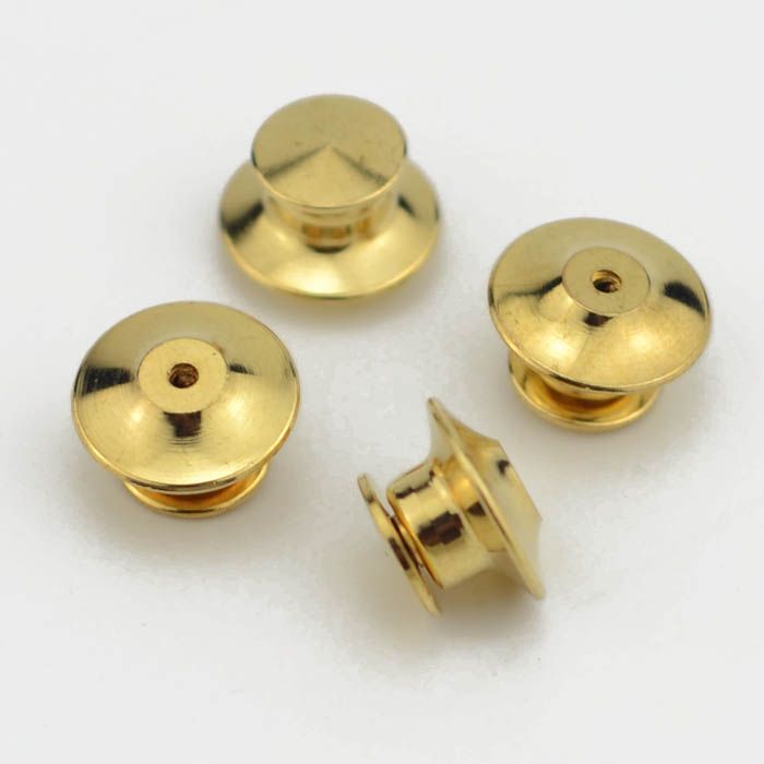 6pc Secure Enamel Pin Locking Back Clutch Deluxe Flat Top Gold